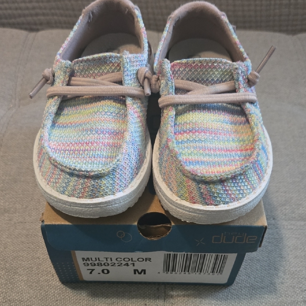 Hey Dude Pastel Moccasins Colorful Knit Upper